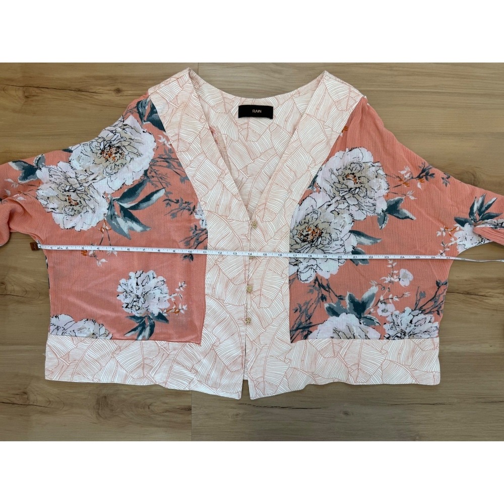 RAIN Boho Floral Peasant Blouse Tie Sleeve Top Pink Romantic Cottagecore L/XL - Picture 8 of 8